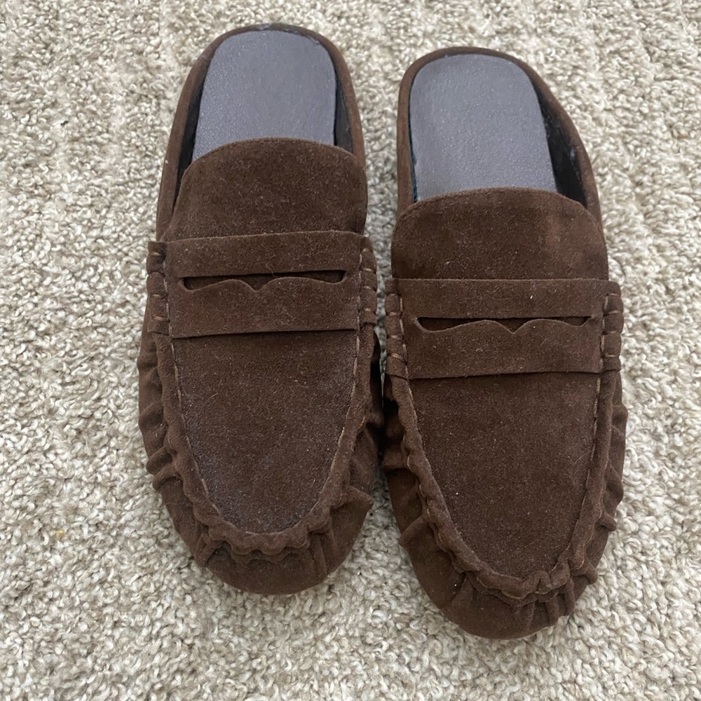 Brown Suede Slip-On Moccasin Loafers